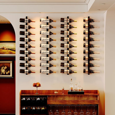 2 Pack 12 Bottle Wall Wine Rack For 24 Wine Bottles, Diy Detachable Wall Mount Wine Rack, Wine Storage Organizer Display Holder Used As One Or Four, F