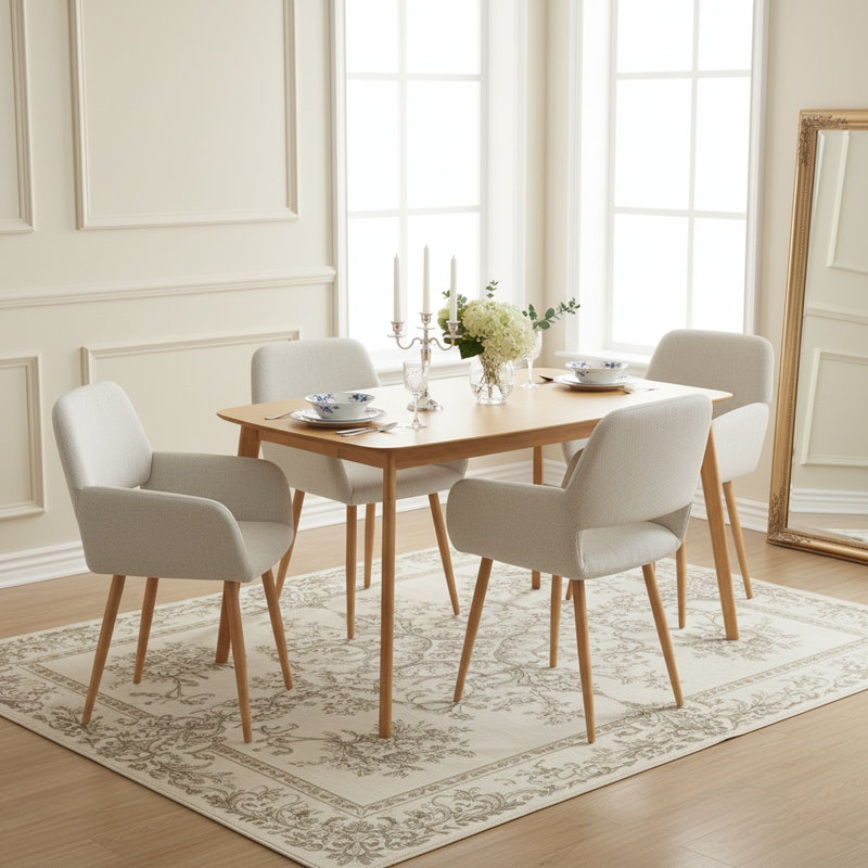 Ensemble de salle à manger 5 pièces 59 "Mid-Century avec chaises rembourrées
