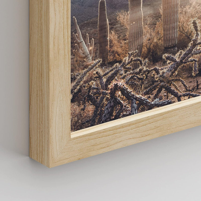 «Cactus Desert Landscape», reproduction encadrée de 4 pièces, Encadré naturel, H 10 po x l 8 po x P 1 po