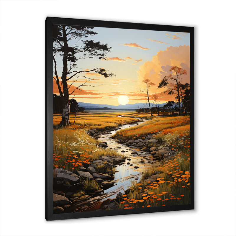 «Benedith Sunrise Golden Hour Pastoral II», reproduction sur toile, H 32 po x l 16 po x P 1 po, Cadre photo noir
