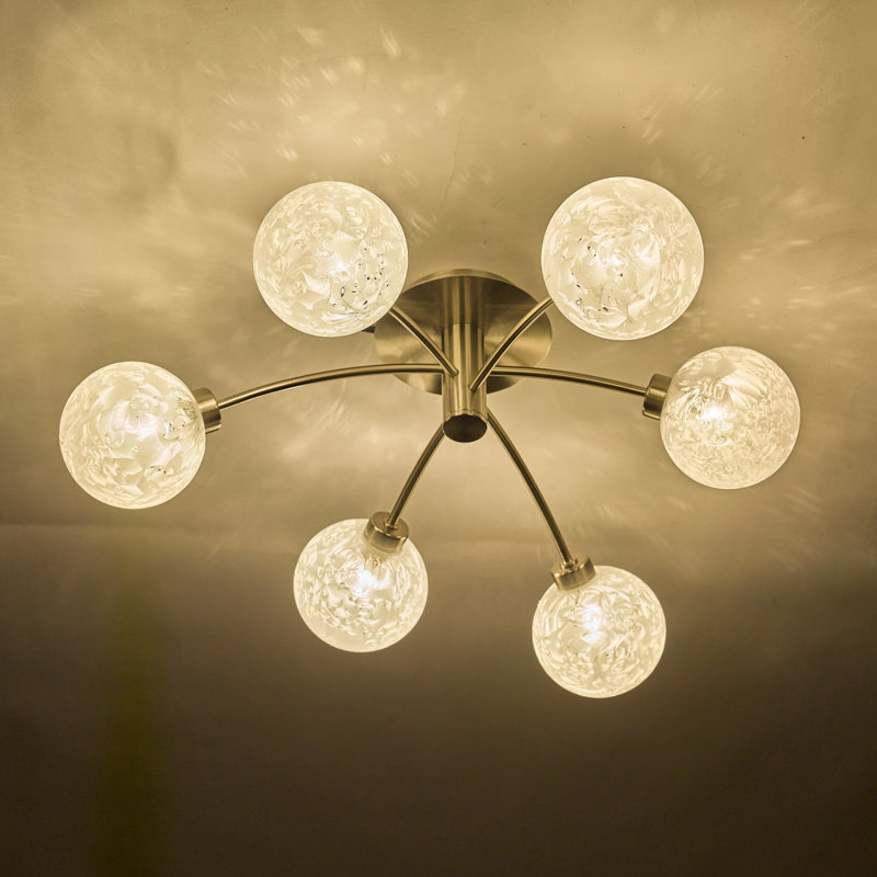 Barima Glass Semi Flush Mount, Nickel