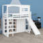 Lit mezzanine avec garde-robe, tablettes de rangement