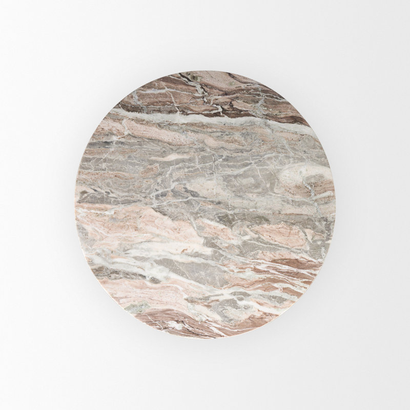 Mellonia Round Genuine Marble Dining Table, Pink, 30"H x 42"L x 42"W