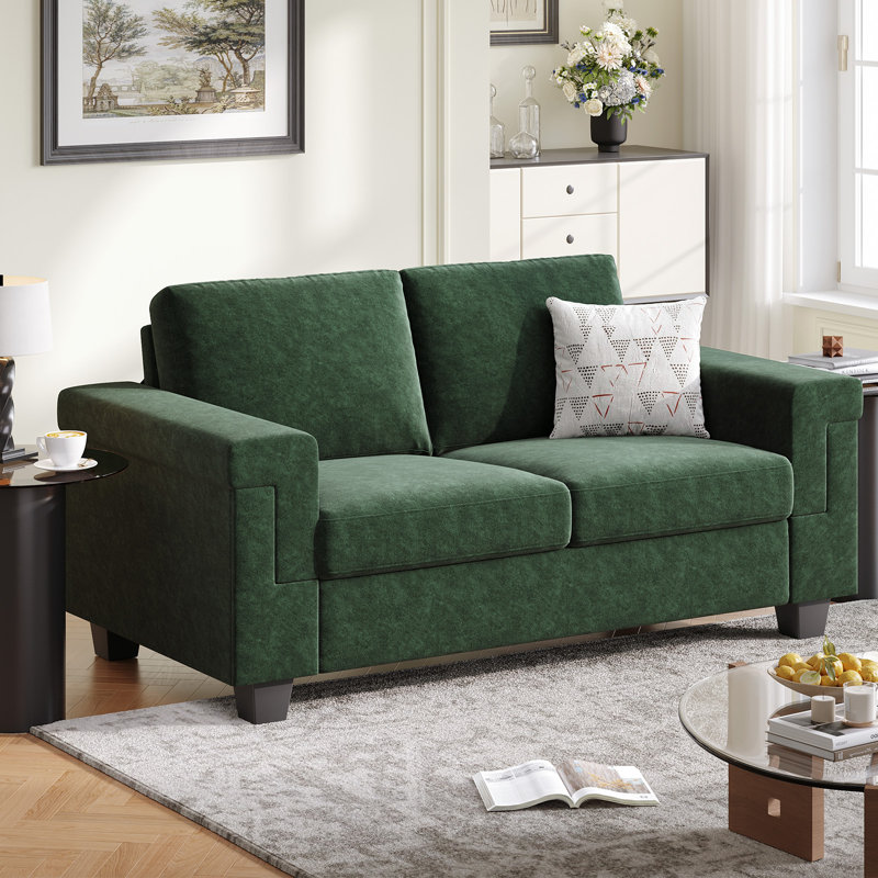 64.2” Loveseat Sofa Couches, Modern 2 Seat Sofa For Small Living Room Bedroom Office, Green