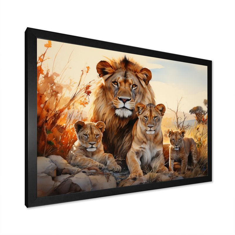 «African Shades Of Loins» sur toile, H 34 po x l 44 po x P 1,5 po, Cadre simple noir