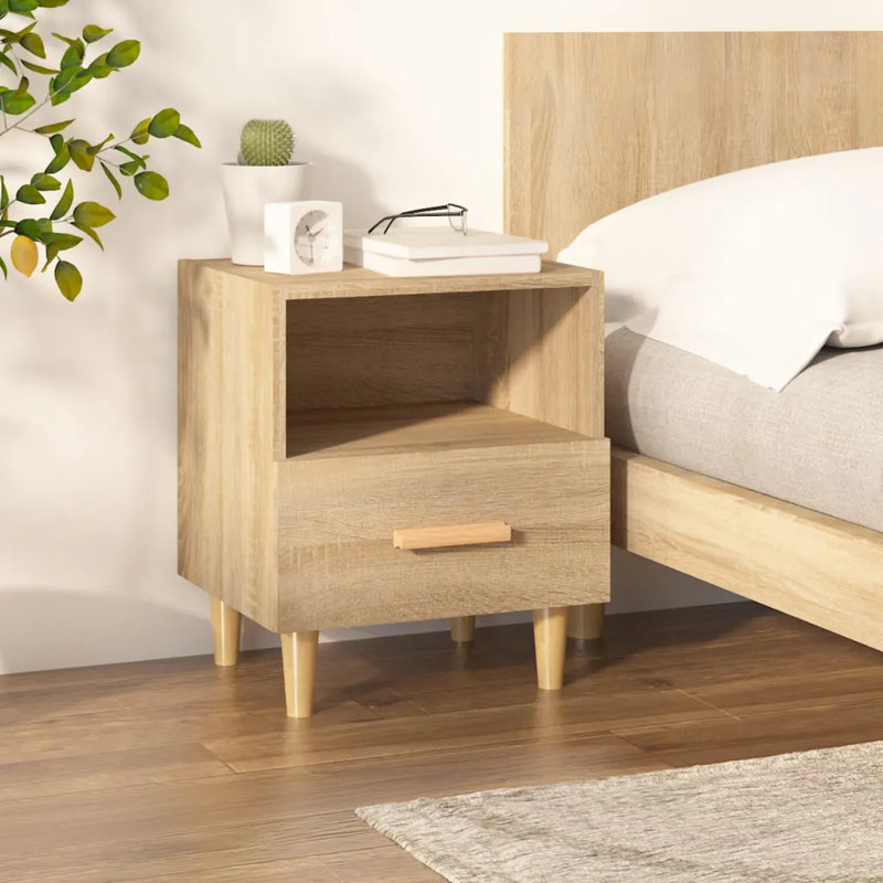 Marazi 40cm W Bedside Table, Oak, Individual
