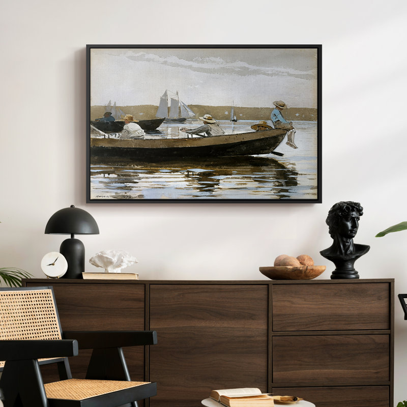 Garçons dans un dory, 1873 - Winslow Homer, toile tendue avec châssis Homer, 24 po x 36 po, Noyer