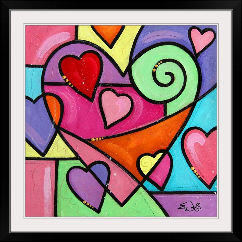 « i » par eric waugh, impression Colourful Love, H 32 po x l 32 po x P 1 po, Cadre noir