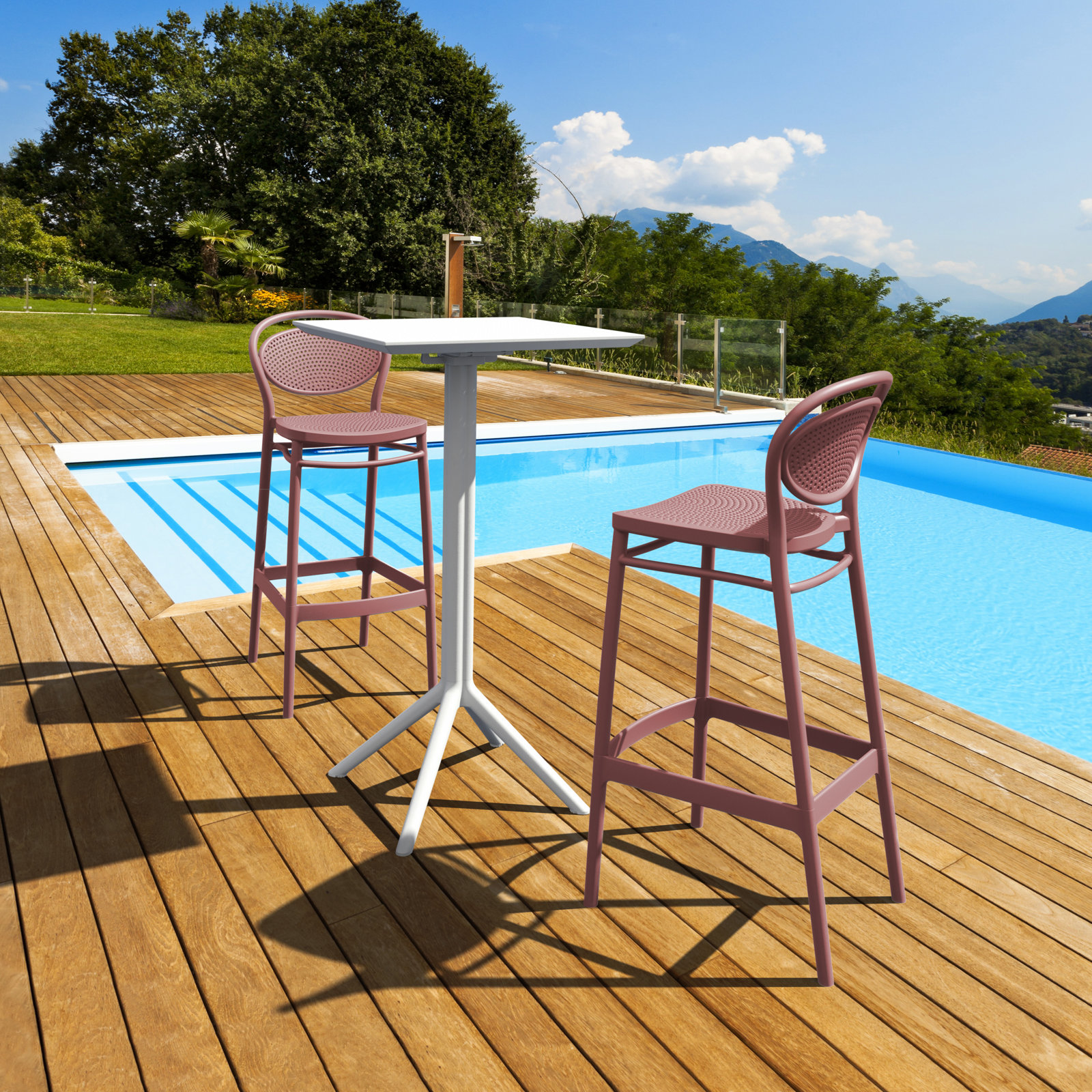 Farrah Outdoor Bar Stool, Marsala, Bar Stool (29.5" Seat Height)