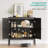 Rattan Buffet Storage Cabinet with Adjustable Shelves, Small Accent Cabinet 2-Tier Sideboard-1587751988