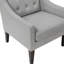 Élégante chaise d'appoint de salon grise, tissu de revêtement à boutons, structure en contreplaqué, coussins de siège en mousse haute, housse réversible et détachable, chaise contemporaine pour pieds en bois d'hévéa brun-628175150