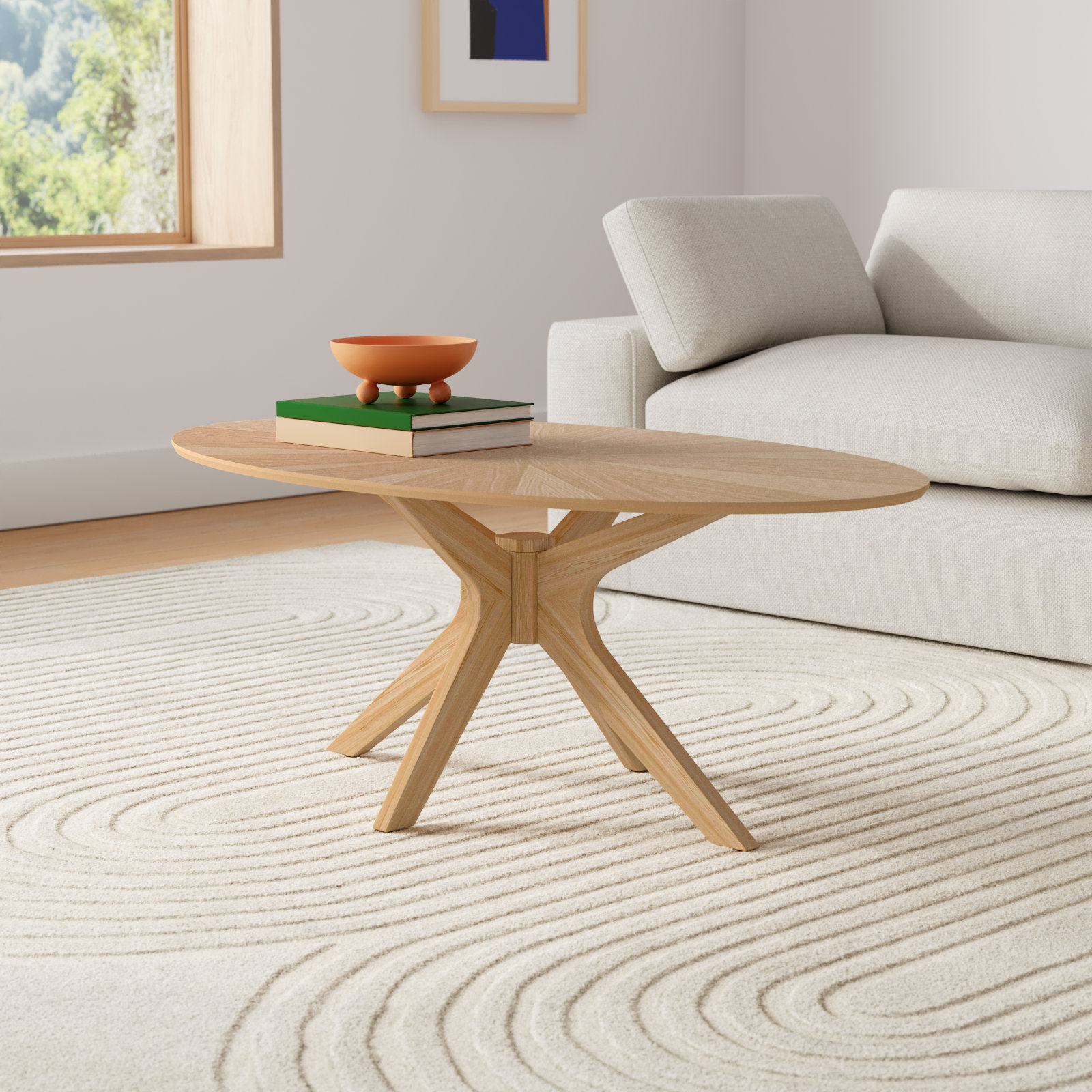 Fenway Single Coffee Table, Natural Top/Natural Base