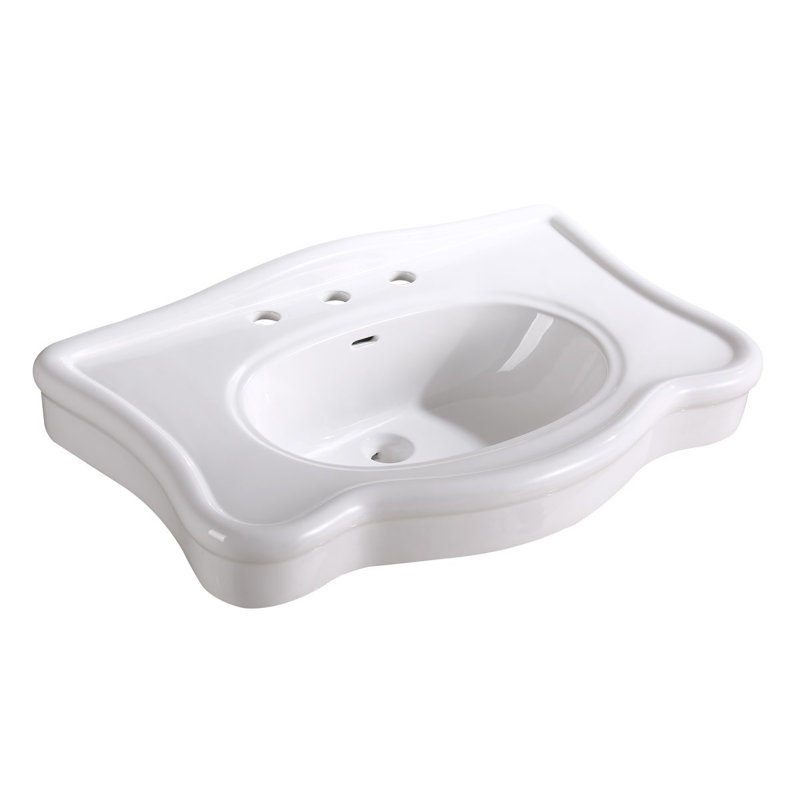 Deluxe White Porcelain Console Bathroom Sink with Overflow