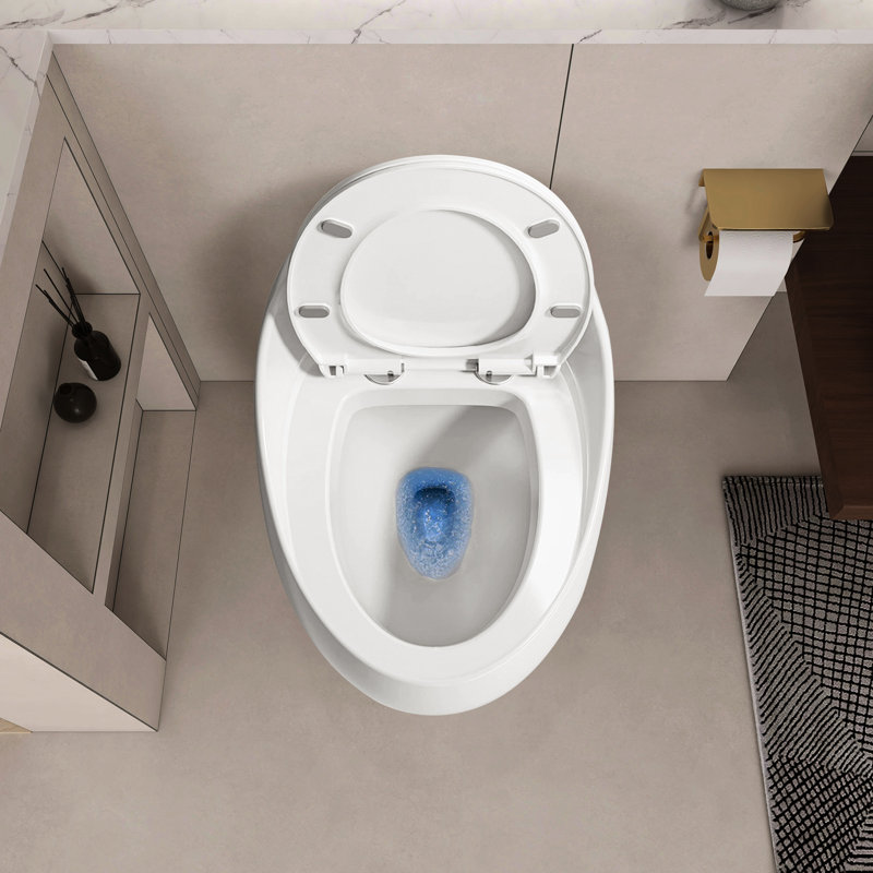 1.28 Single Flush Toilet In Glossy White Ceramic - Egg Shape, Low Maintenance, Bathroom Essential Egg-Shaped Flush, , Quiet Flushing For