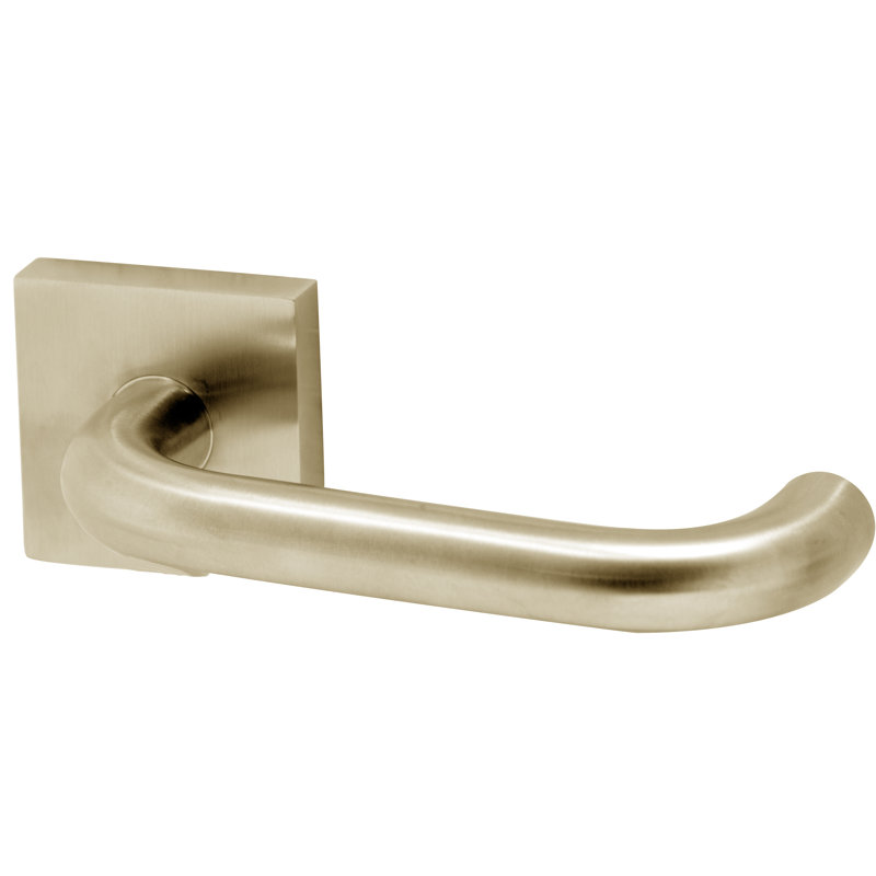 Alpine Lever 01 Set with Square Rose, 2.375", Satin Brass, Passage (Hall & Closet)