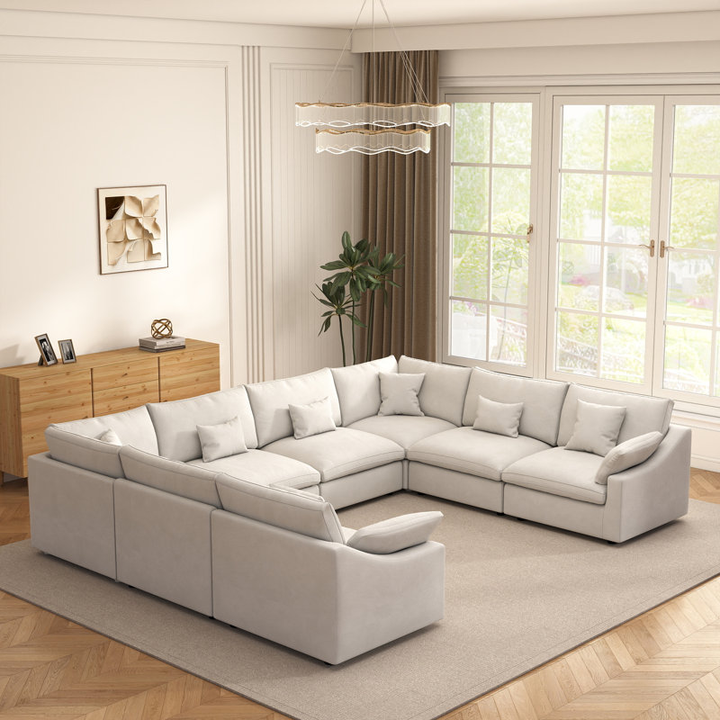 Canapé modulaire Elowen, Beige Linen/Chenille