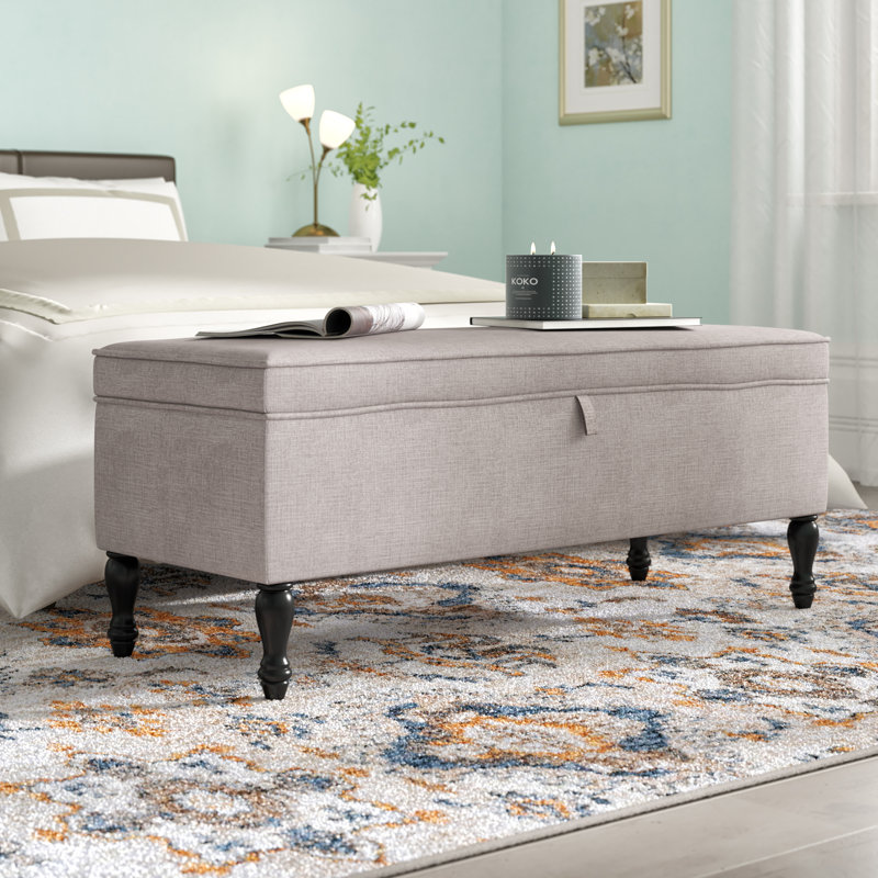 Ashton 120cm Wide Rectangle Solid Colour Ottoman with Storage