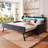 Daybed With Trundle, Corner Bed With LED Light And Charging Station