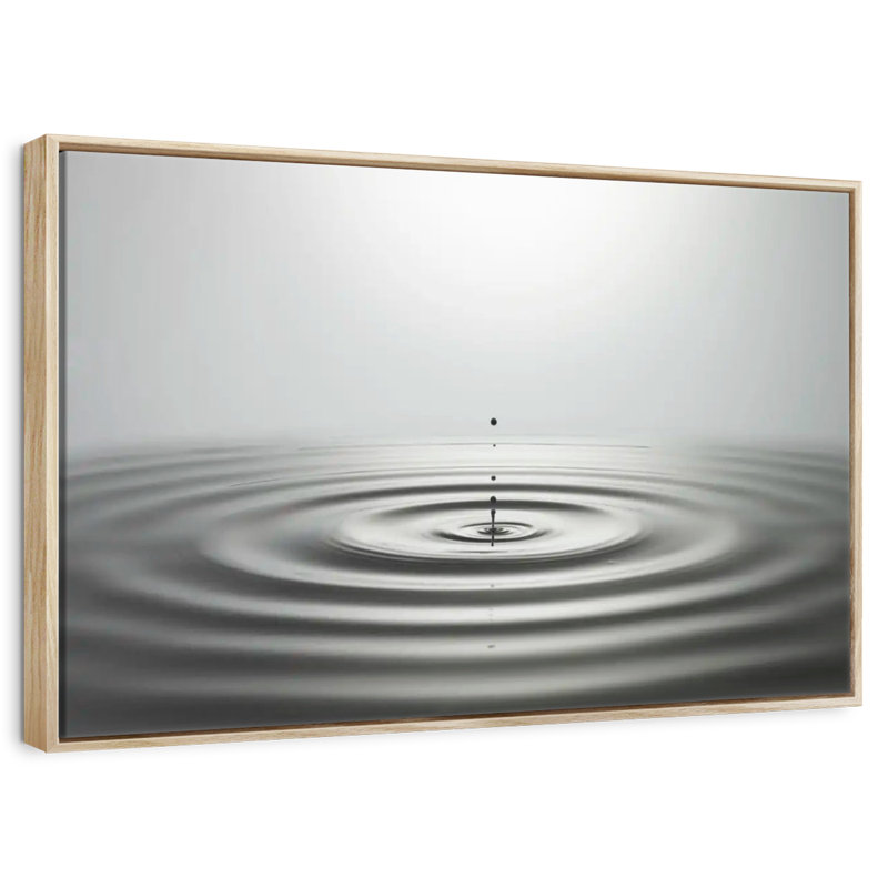 Ondulation de gouttelettes d'eau, Cadre flottant en bois naturel, 46 po x 31 po