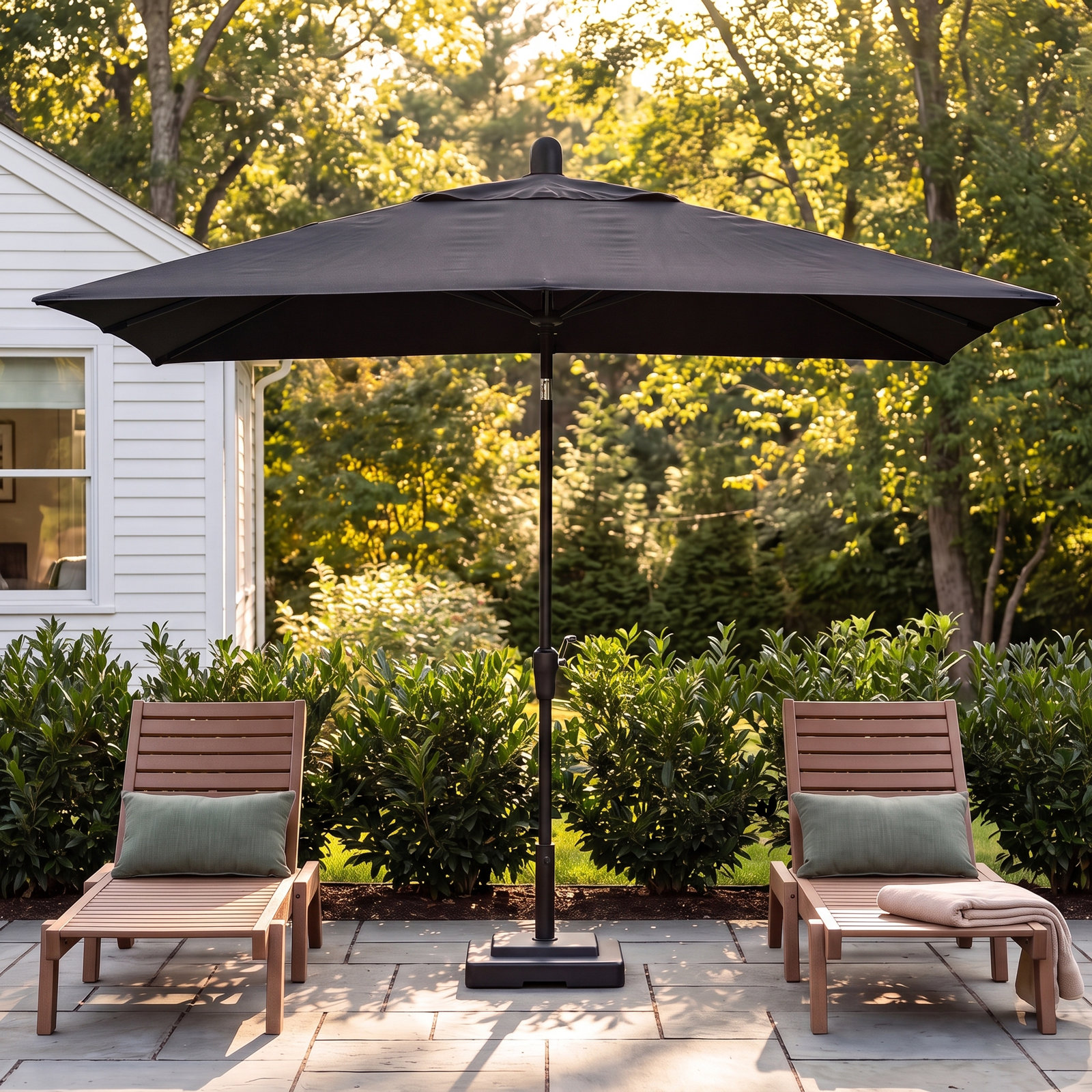 Olivier 9.7' Umbrella, Black Sapphire, Canvas Black Sunbrella® Canvas