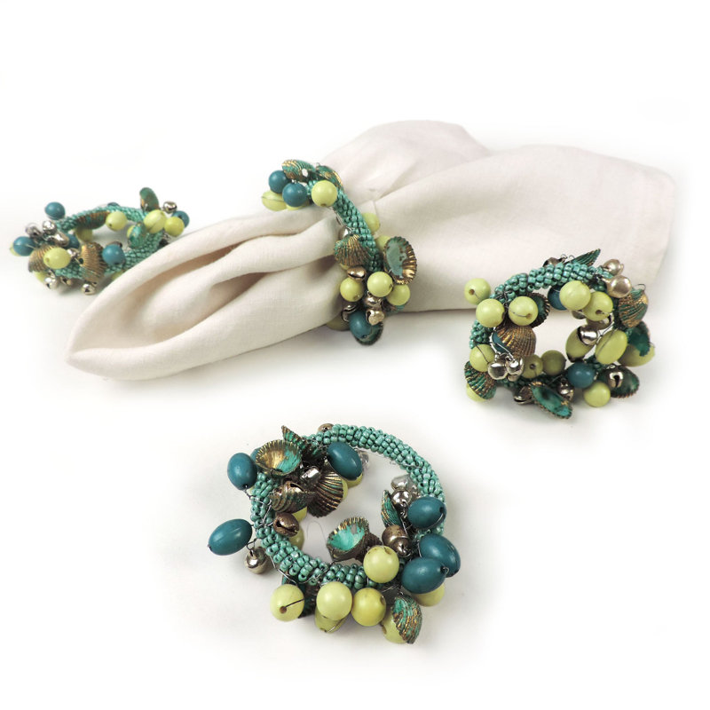 Rond de serviette Boho, Turquoise