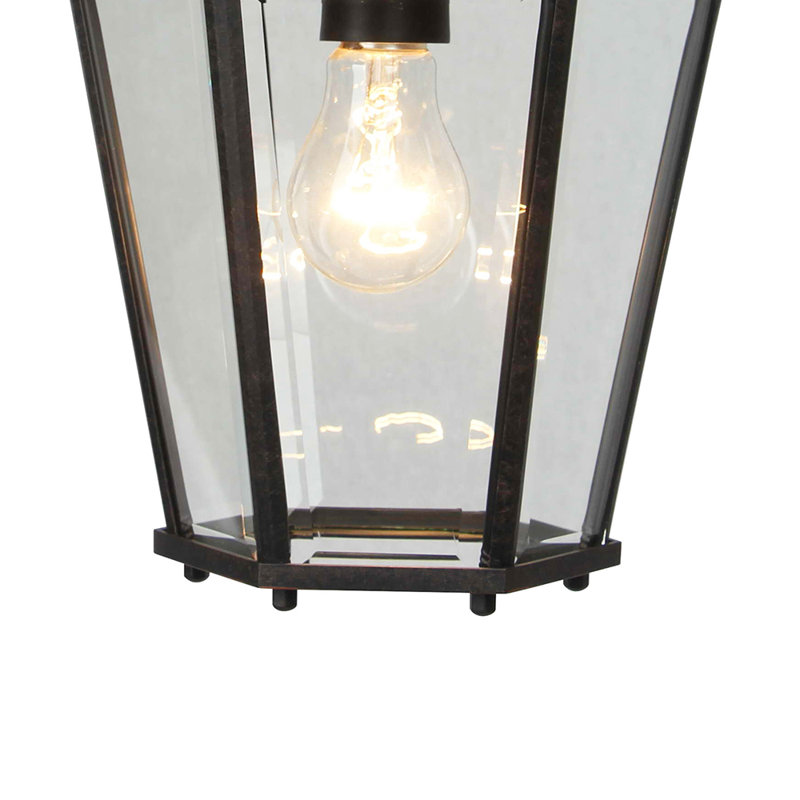Lanterne suspendue d'extérieur 1 lumière Emji en noir impérial, Bronze huilé
