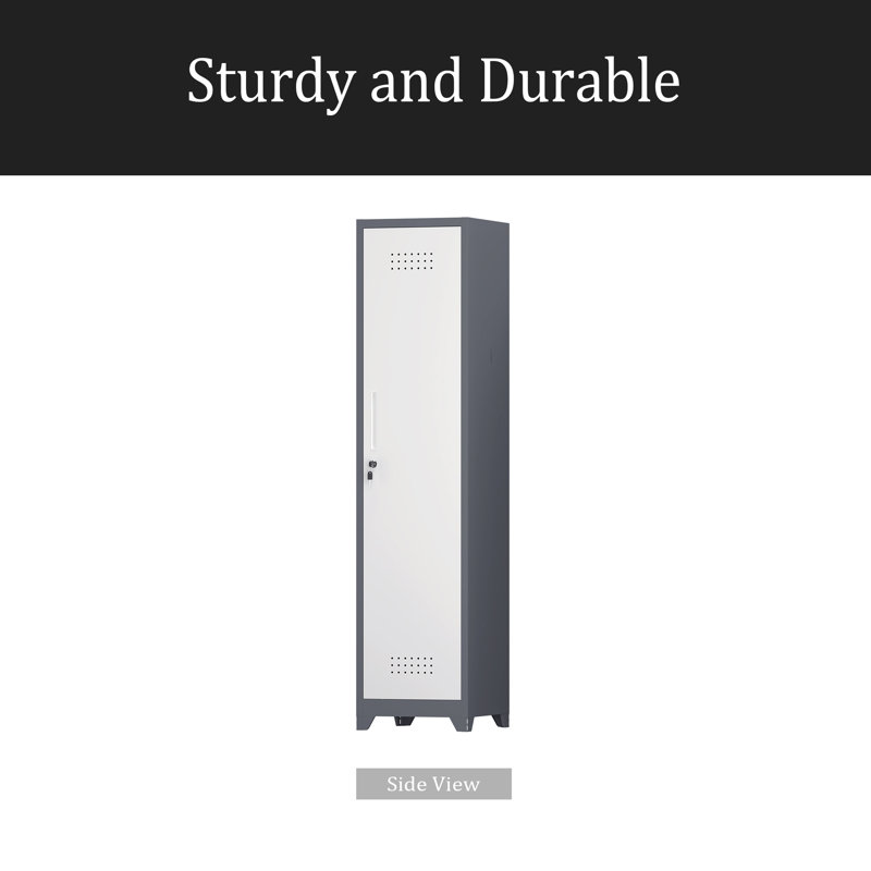 Metal Broom Storage Cabinet, 65" Narrow Broom Cabinet With Hooks, Slim Bathroom Storage Cabinet With Shelves, Heavy-Duty Cleaning Storage Cabinet For Utility Room, Gym, Office, Garage, Utility Shelves