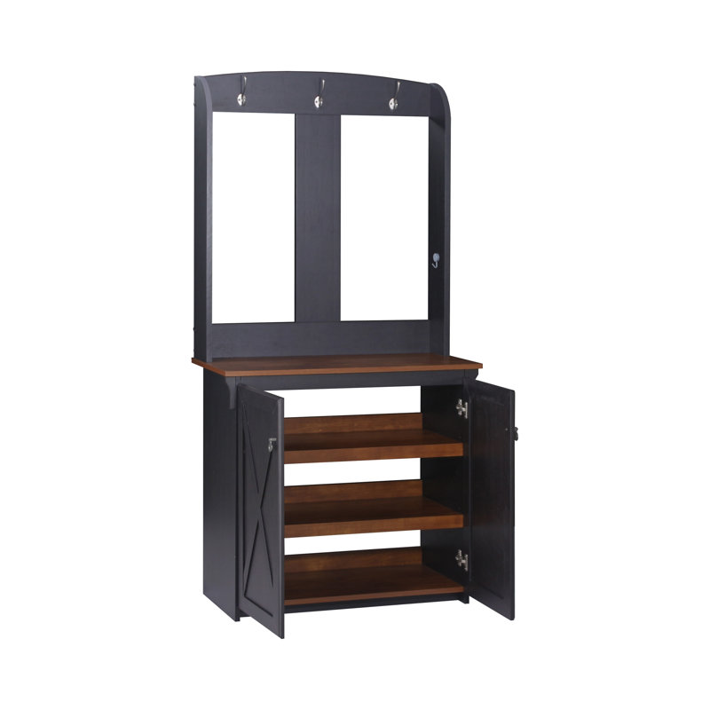 Sapana Hall Tree 32.5'' Wide with Shoe Storage, Black