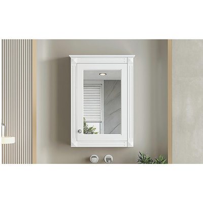 Armoire de rangement de salle de bain murale 20 "avec miroir, armoire à pharmacie avec tablette réglable en hauteur, armoire de rangement au-dessus de la toilette