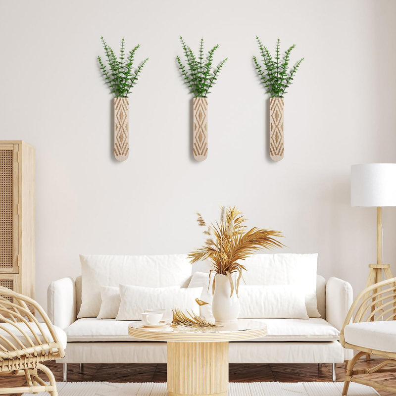 Boho-chic 3-pack Wood Wall Planter