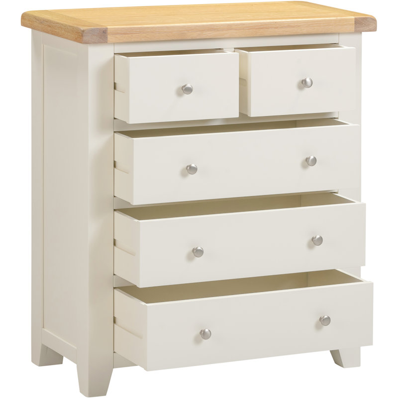 Windsor 5 Drawer Chest of Drawers, Ivory