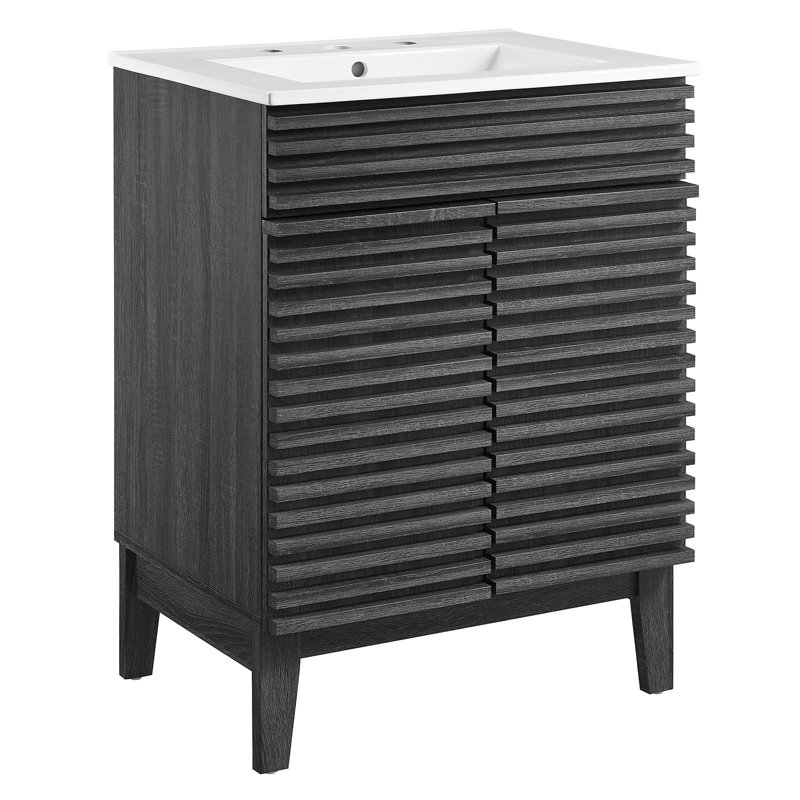 Meuble-lavabo Render de Modway, Charbon et blanc