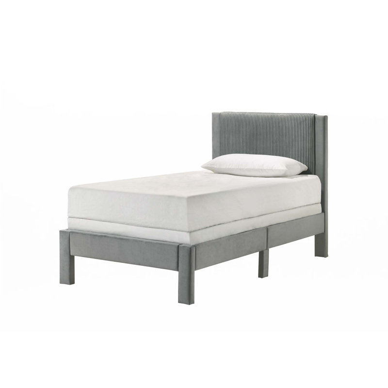 Lit plateforme 1Pc (seulement lit), Gris pâle, Simple