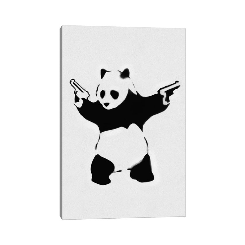 Panda With Guns - Wrapped Canvas Painting, 66.04 cm H x 45.72 cm W x 1.91 cm D
