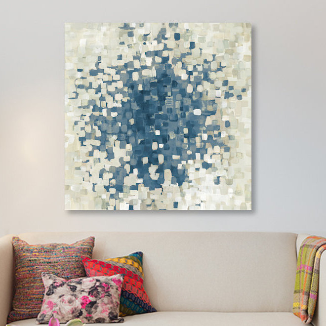 « summer blocks blue », impression sur toile, H 12 po x l 12 po x P 0,75 po, Pas de tapis, Toile tendue