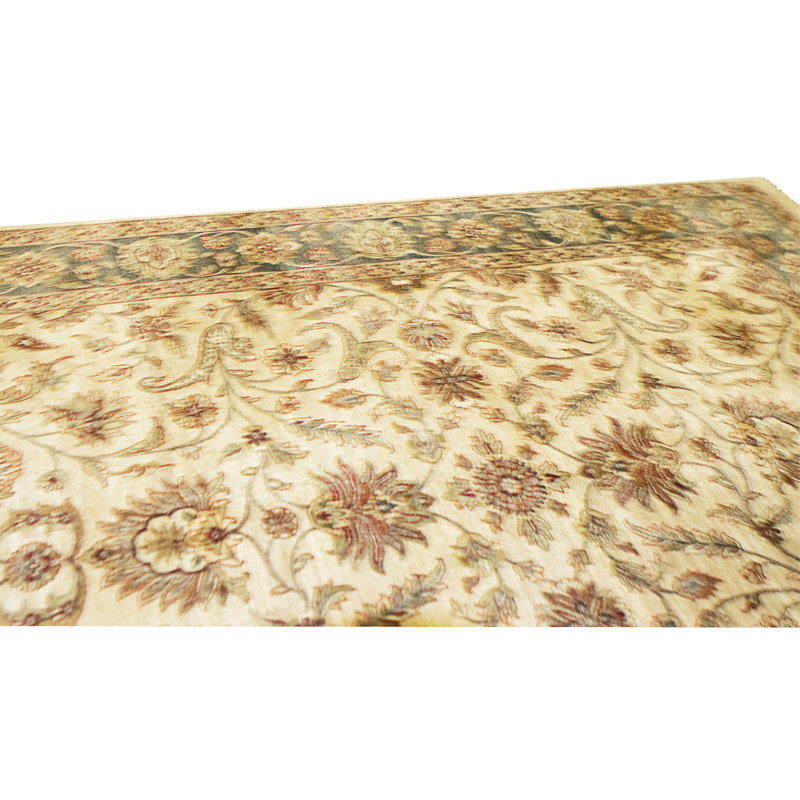 Hand Knotted Area Rug, Ivory And Black, Rectangle 10'1" x 8'