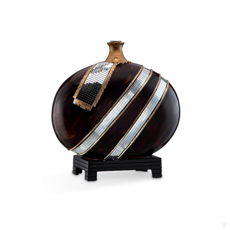 Grande lampe de table en polyrésine 28,5 "Kukui" avec finition espresso foncé, abat-jour en tissu