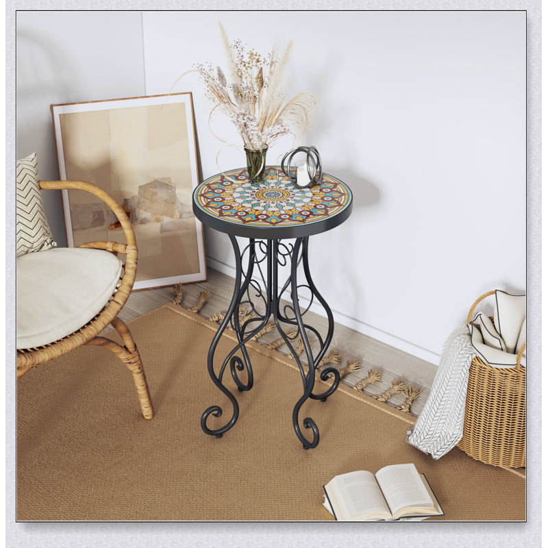 Table d'appoint ronde ronde en céramique, colorée et noire