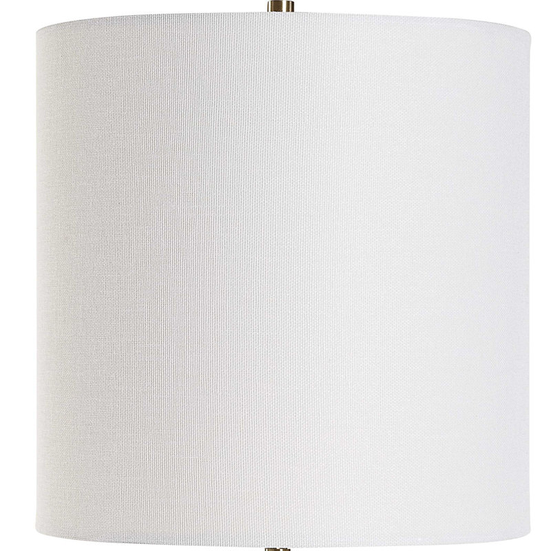 Lampe de table, base en cristal, abat-jour en lin blanc, laiton antique 32 pouces