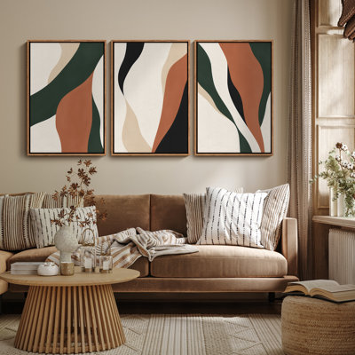 Framed Wall Art Abstract Vintage Antique Classic for Bedroom - 16"x24"x3 panels