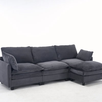 Upholstered 3-Seat Sofa with 1 Ottoman