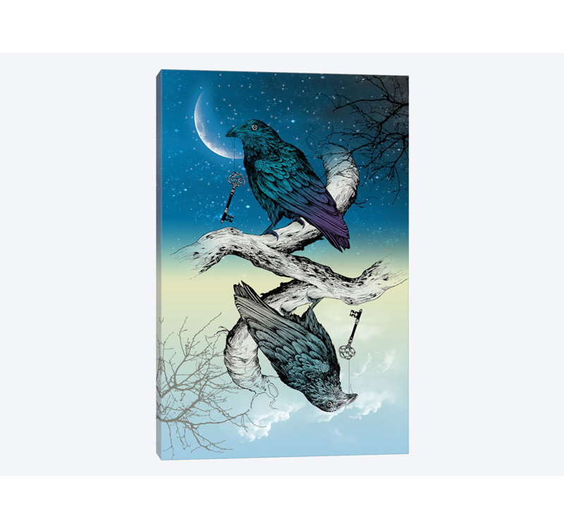 «Raven Night and Day», impression sur toile, H 18 po x l 12 po x P 1,5 po, Toile tendue, Pas de tapis