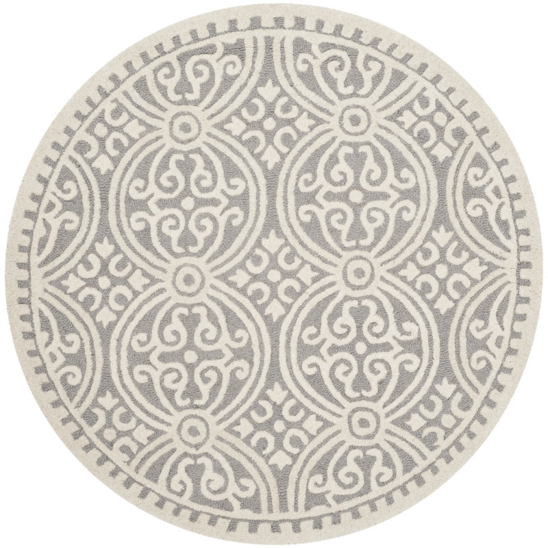 Tapis géométrique en laine touffeté à la main Sadik, Rond 4 pi