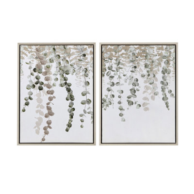 Décoration en eucalyptus encadré pour mur de chambre à coucher - ajoute un élément élégant avec 2 supports