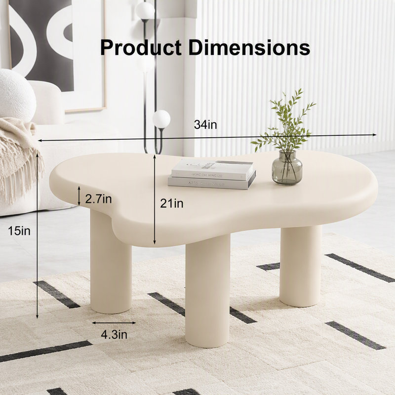 Cloud-Shaped Coffee Table with 3 Legs
