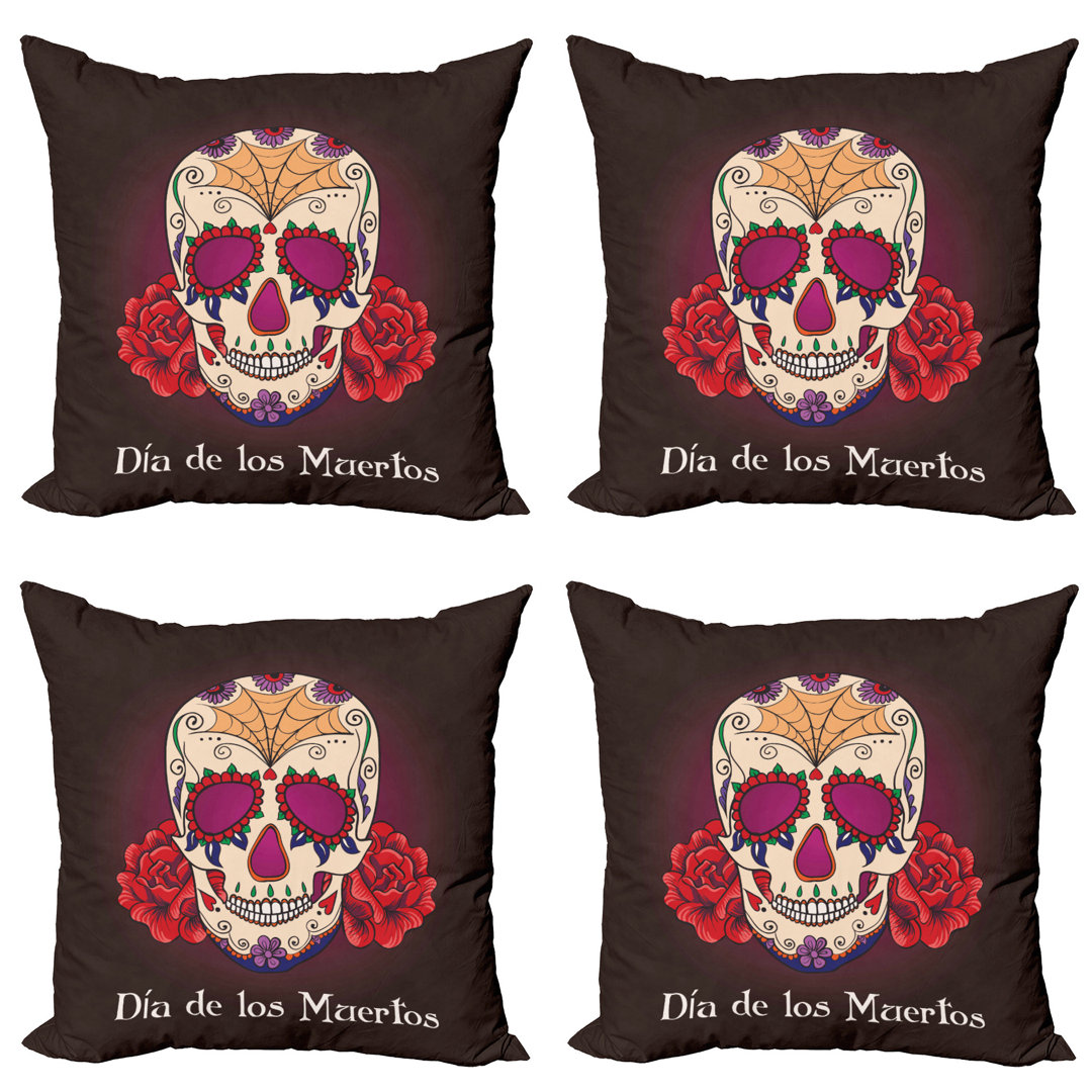 Kissenbezug, Dia de Los Muertos, Schädel, Plum Red Creme