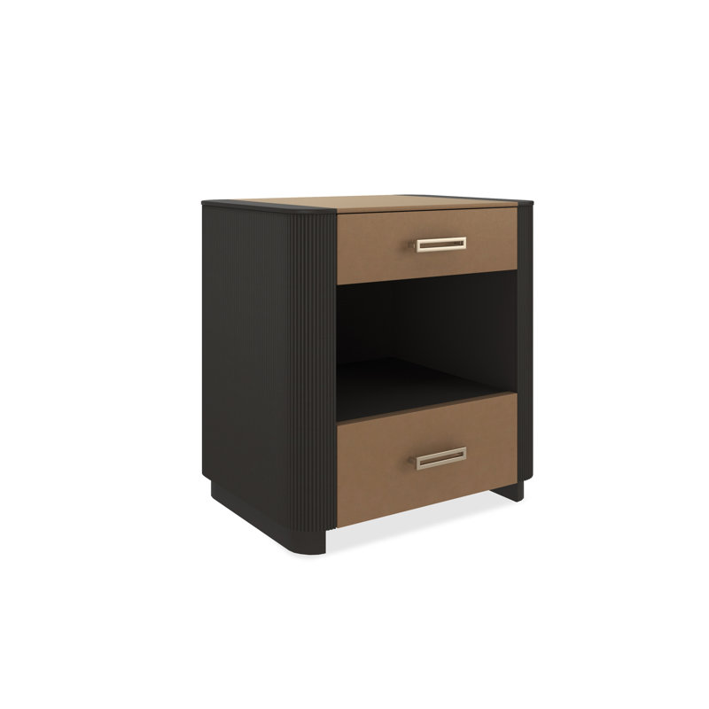 Love 2 - Drawer Solid Wood Nightstand, Dark Chocolate