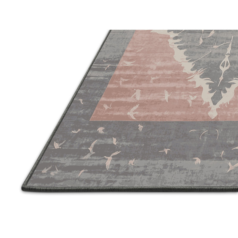 Tapis gris soyeux et moelleux, Rond 6 pi