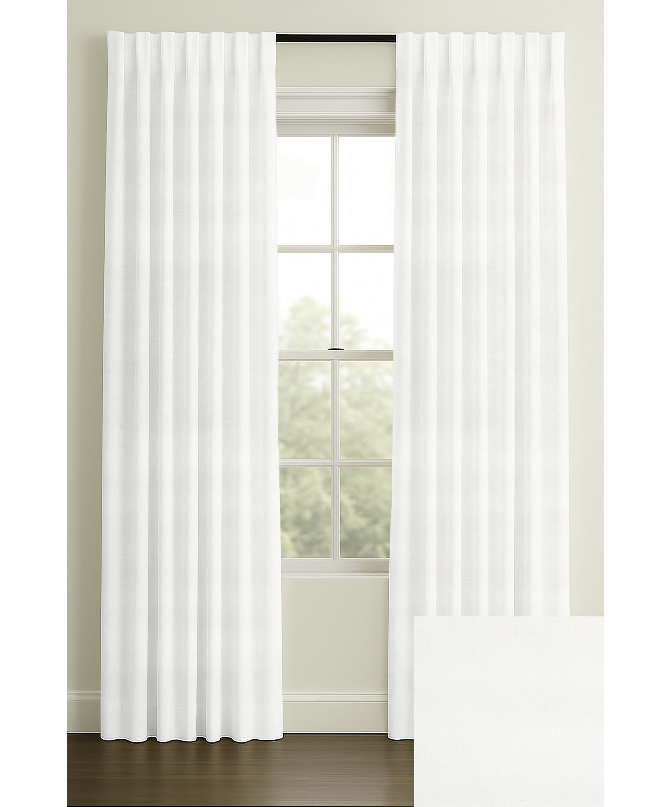 Westmere Linen Curtain in White, 50" W X 120" L, Double, Rod Pocket