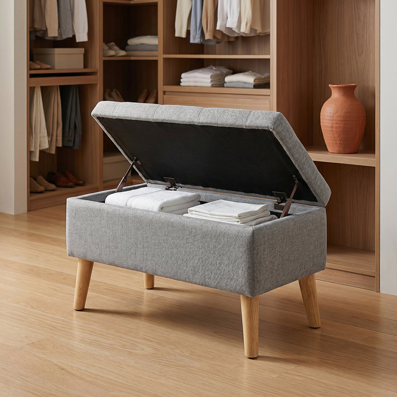 Banc de rangement avec repose-pieds avec plateau intégré, repose-pieds carré et repose-pieds rembourré